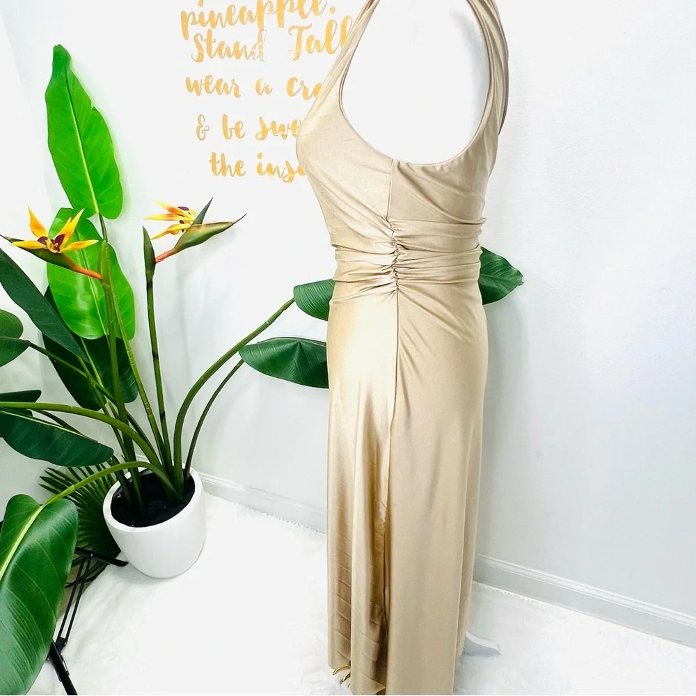 DELFI COLLECTIVE Solie Dress Pleated One Shoulder Champagne Gold Size XS - Picture 10 of 16